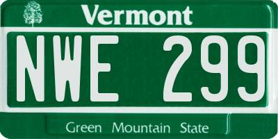 VT license plate NWE299