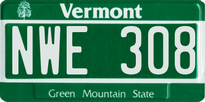 VT license plate NWE308