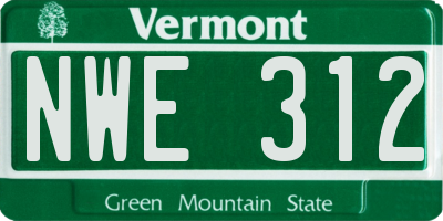 VT license plate NWE312