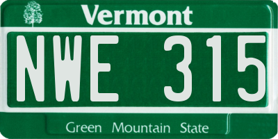 VT license plate NWE315