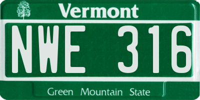 VT license plate NWE316