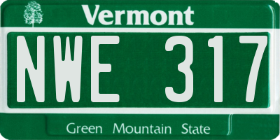 VT license plate NWE317