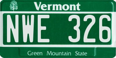 VT license plate NWE326