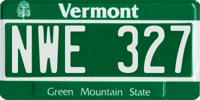 VT license plate NWE327