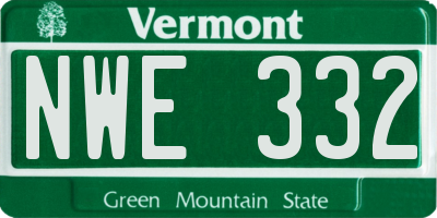 VT license plate NWE332
