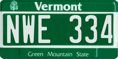 VT license plate NWE334