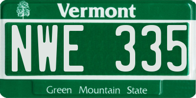 VT license plate NWE335