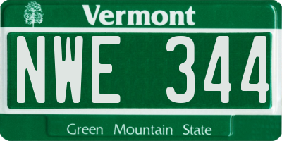 VT license plate NWE344
