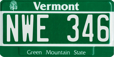 VT license plate NWE346