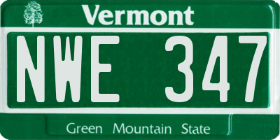 VT license plate NWE347