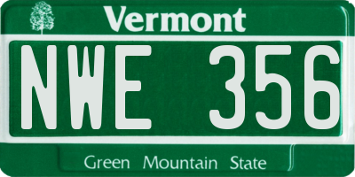 VT license plate NWE356