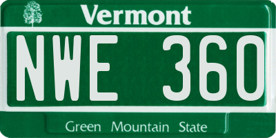 VT license plate NWE360