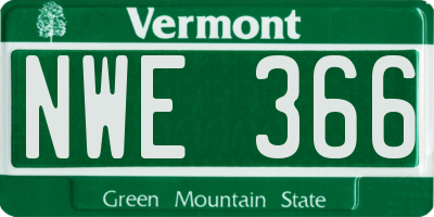 VT license plate NWE366