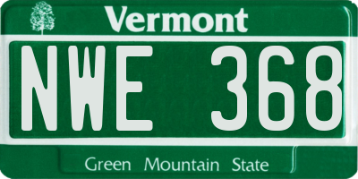 VT license plate NWE368