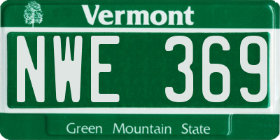 VT license plate NWE369
