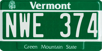 VT license plate NWE374