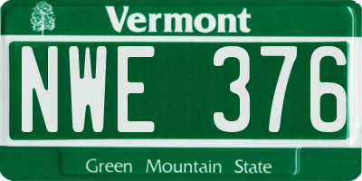 VT license plate NWE376