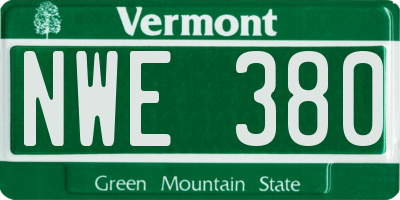 VT license plate NWE380