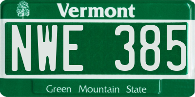 VT license plate NWE385