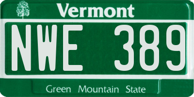VT license plate NWE389