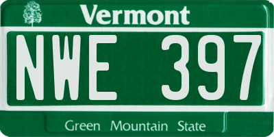 VT license plate NWE397