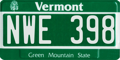VT license plate NWE398