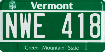 VT license plate NWE418