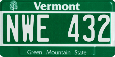 VT license plate NWE432