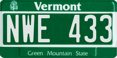 VT license plate NWE433
