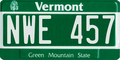 VT license plate NWE457