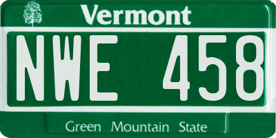 VT license plate NWE458