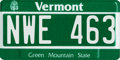 VT license plate NWE463