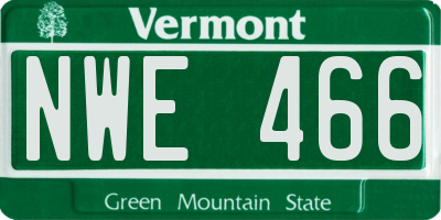 VT license plate NWE466