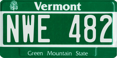 VT license plate NWE482