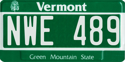VT license plate NWE489