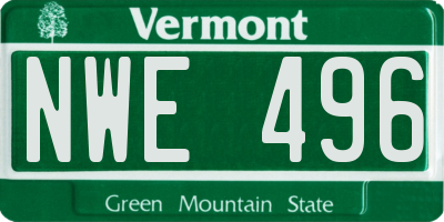 VT license plate NWE496
