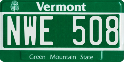 VT license plate NWE508