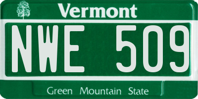VT license plate NWE509