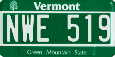 VT license plate NWE519