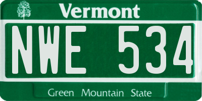 VT license plate NWE534