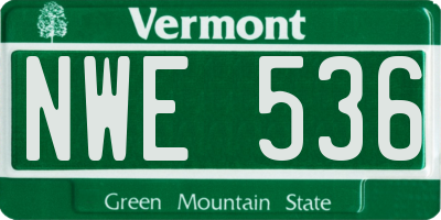 VT license plate NWE536