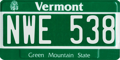 VT license plate NWE538
