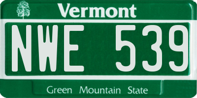 VT license plate NWE539