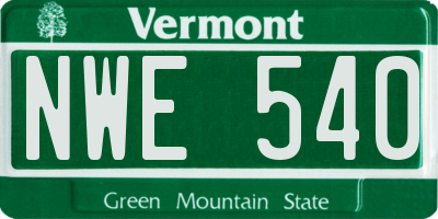 VT license plate NWE540