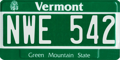 VT license plate NWE542
