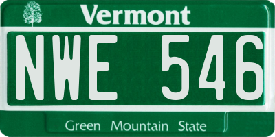 VT license plate NWE546