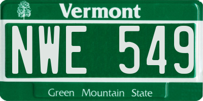 VT license plate NWE549