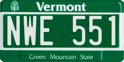 VT license plate NWE551