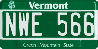 VT license plate NWE566