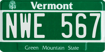 VT license plate NWE567